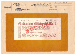 500 Mrd. Mark 26.10.1923. Mit Rotaufdruck „Muster“ Auf Vs., FZ: PG Braun, KN. 6-stellig Schwarz, Papier Rechts Violett E - Sonstige & Ohne Zuordnung