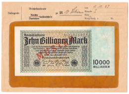 10 Bio. Mark 1.11.1923. Mit Rotaufdruck „Muster“ Auf Vs., Reichsdruck, KN. 8-stellig, Serie A, Im Original Kassenkuvert  - Autres & Non Classés