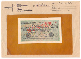 2 Bio. Mark 5.11.1923. Mit Rotaufdruck „Muster“ Auf Vs., Wz. Hakensterne, KN. 6-stellig, FZ: FM, Im Original Kassenkuver - Sonstige & Ohne Zuordnung