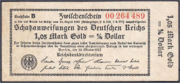 Schatzanweisung Zu 1,05 Mark Gold 23.10.1923. KN 8-stellig, Rs. Y, Ohne FZ. III. Rosenberg 140d. Grabowski. WBN-16e. - Sonstige & Ohne Zuordnung