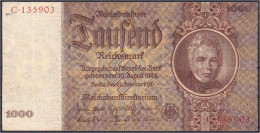 1000 Reichsmark 22.2.1936. Unterdruckbuchstabe E, Serie C, Aufl. Nur 200 Tsd. Stück. III. Rosenberg 177. Grabowski. DEU- - Sonstige & Ohne Zuordnung