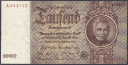 1000 Reichsmark 22.2.1936. Unterdruckbuchstabe G, Serie A. II. Rosenberg 177. Grabowski. DEU-212. - Other & Unclassified