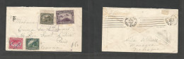 NICARAGUA. 1935 (July - August) Managua - France, Paris (6 Aug) Air Multifkd Envelope + 2 Stamps Are Countersigned, Tied - Nicaragua