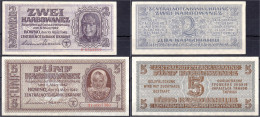 Ukraine, 2 Und 5 Karbowanez 10.3.1942. Junge Mit Pelzmütze, Serie 6 Und Mädchen Mit Kopftuch Serie 31. II- Bis III+ Und  - Autres & Non Classés