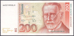 200 Deutsche Mark 2.1.1989. Serie AA/L. II. Rosenberg 295a. Grabowski. BRD-39a. - Altri & Non Classificati