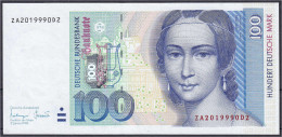 100 Deutsche Mark Austauschnote 2.1.1996. Serie ZA/D Mit Querstrich-Blindprägedruck. I, Selten. Rosenberg 310d. Grabowsk - Altri & Non Classificati