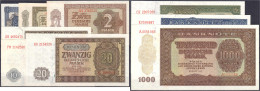 Kompletter Satz Der Banknotenserie (DDR-Druck) 1948. Insgesamt 9 Scheine Zu 50 Pfg., 1, 2, 5, 10, 20, 50, 100 U. 1000 De - Autres & Non Classés