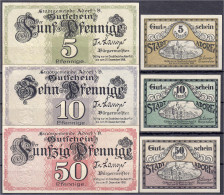 Stadt 6 Scheine Zu Je 2x 5, 10 U. 50 Pfg. O.D. I- Tieste 0010.05. 01-07. - Lokale Ausgaben