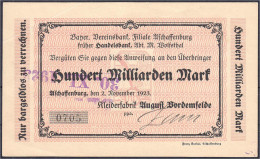 Kleiderfabrik August Vordemfelde, 100 Mrd. Mark 2.11.1923. Gedruckte Anweisung Auf Bayer. Vereinsbank Filiale Aschaffenb - [11] Lokale Uitgaven