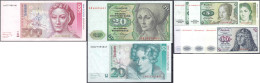 BRD, Kleines Lot Von Insgesamt 10 Scheinen Zu 3x 5, 4x 10, 2x 20 Darunter Rosenberg 298 Austauschnote ZA/A Und 500 Deuts - Colecciones