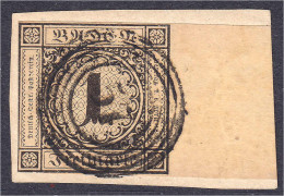 1 Kreuzer Freimarken 1851, Sauber Gestempelt Auf Briefstück, Rechts Mit 15 Mm Seitenrand, Links Und Unten Berührt. Miche - Autres & Non Classés