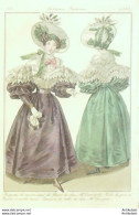 Gravure De Mode Costume Parisien 1831 N°2883 Robe De Gros De Naples à Raies - Etchings