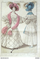 Gravure De Mode Costume Parisien 1831 N°2899 Robe Mousseline Garnie Mantille  - Etchings