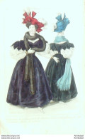 Gravure De Mode Costume Parisien 1831 N°2935 Robes De Velour  Chapeaux - Eaux-fortes