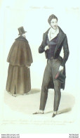 Gravure De Mode Costume Parisien 1831 N°2936 Habit Manteau Homme Pélerine - Radierungen