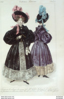 Gravure De Mode Costume Parisien 1831 N°2937 Redingote De Satin Garnie - Etsen