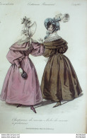 Gravure De Mode Costume Parisien 1832 N°2976 Robe De Moire à Pélerines - Etsen