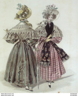 Gravure De Mode Costume Parisien 1832 N°2993 Robe Gros De Naples écharpe - Eaux-fortes