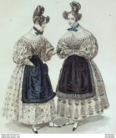 Gravure De Mode Costume Parisien 1832 N°2996 Jaconas Algériens - Etsen