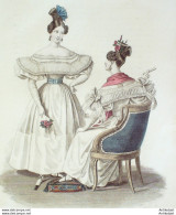 Gravure De Mode Costume Parisien 1832 N°3010 Robes De Mousseline Pélerines - Etchings