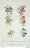 Gravure De Mode Costume Parisien 1832 N°3012 Chapeaux De Paille & Moire - Etchings