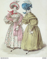 Gravure De Mode Costume Parisien 1832 N°3015 Robe Charly & Gros De Naples - Etchings