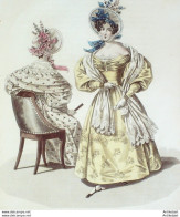 Gravure De Mode Costume Parisien 1832 N°3017 Robes De Charly & De Moire - Etchings