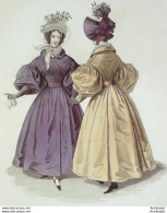 Gravure De Mode Costume Parisien 1832 N°3023 Redingote De Gros De Tours - Eaux-fortes
