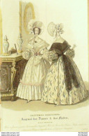 Gravure De Mode Costume Parisien 1837 N°3497 Robe En Jaconas De Mousseline  - Etsen