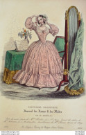 Gravure De Mode Costume Parisien 1838 N°3560 Robe De Moire - Radierungen