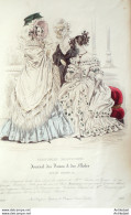 Gravure De Mode Costume Parisien 1838 N°3565 Robe D'organdi Brodée Laine - Acqueforti