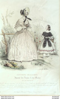 Gravure De Mode Costume Parisien 1838 N°3569 Robe De Jaconas Imprimée  - Radierungen