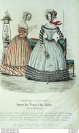 Gravure De Mode Costume Parisien 1838 N°3571 Robe En Mousseline De Laine - Acqueforti