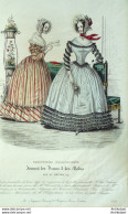 Gravure De Mode Costume Parisien 1838 N°3571 Robe En Mousseline De Laine - Eaux-fortes