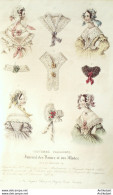 Gravure De Mode Costume Parisien 1838 N°3580 Bonnets Capote Collier En Dentelle - Acqueforti