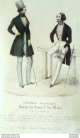 Gravure De Mode Costume Parisien 1838 N°3583 Costumes Homme  - Radierungen