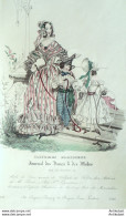 Gravure De Mode Costume Parisien 1838 N°3586 Robe De Soie Garnie De Volants - Eaux-fortes
