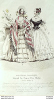 Gravure De Mode Costume Parisien 1838 N°3591 Redingote Lévantine Robe Organdi - Radierungen