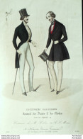 Gravure De Mode Costume Parisien 1838 N°3593 Costumes Homme En Drap Gilets  - Radierungen