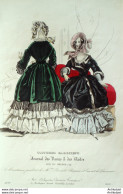 Gravure De Mode Costume Parisien 1838 N°3597 Manteaux & Paletot Chapeaux - Acqueforti