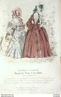 Gravure De Mode Costume Parisien 1838 N°3600 Robe Mousseline & Cachemire - Etchings