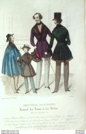 Gravure De Mode Costume Parisien 1838 N°3608 Costumes Homme Gilets Velours  - Etchings