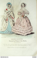 Gravure De Mode Costume Parisien 1838 N°3615 Robes De Moire Et Satin  - Eaux-fortes