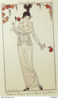 Gravure De Mode Costume Parisien 1912 Pl.08 BARBIER George Tailleur De Satin - Eaux-fortes