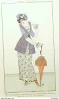 Gravure De Mode Costume Parisien 1912 Pl.11 GL Monogramme Robe En Crêpe - Eaux-fortes