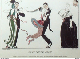 Gravure De Mode Costume Parisien 1914 Pl.132b VAN BROCK Jan Robe à Volants - Etsen