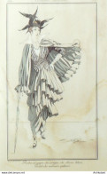 Gravure De Mode Costume Parisien 1914 Pl.175b BUSSY-Robe Et Cape De Crêpe - Aguafuertes