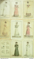 Gravures De Mode Costume Parisien 1821 Lot 02 9 Pièces - Acqueforti