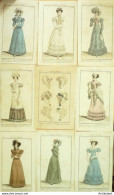 Gravures De Mode Costume Parisien 1821 Lot 04 9 Pièces - Radierungen