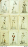 Gravures De Mode Costume Parisien 1822 Lot 08 9 Pièces - Aguafuertes